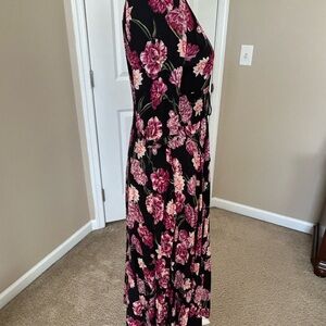 Jaase Black Maxi Dress with Pink Floral Print